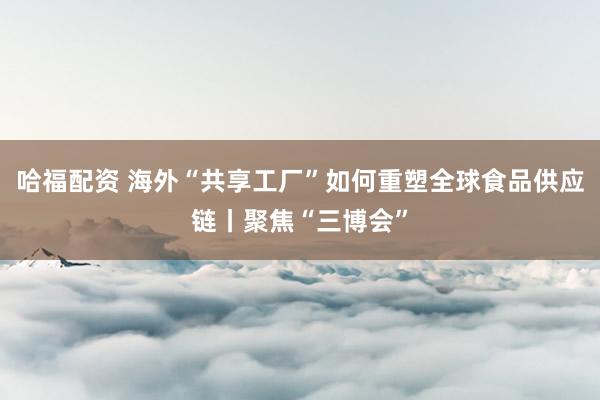 哈福配资 海外“共享工厂”如何重塑全球食品供应链丨聚焦“三博会”